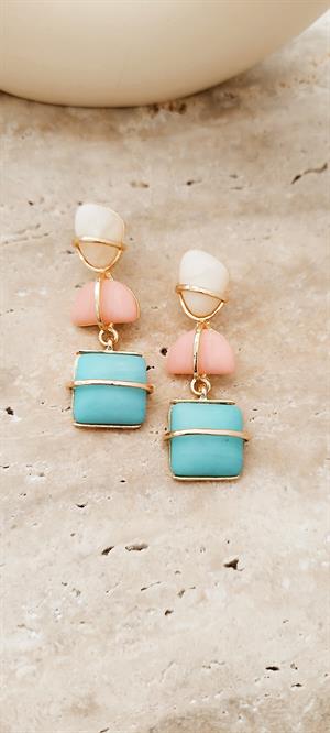 Marka Model Turkuaz Taşlı Küpe