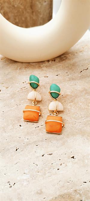 Marka Model Turuncu Taşlı Küpe