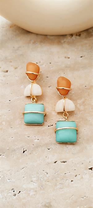 Marka Model Yeşil Taşlı Küpe