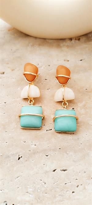 Marka Model Yeşil Taşlı Küpe