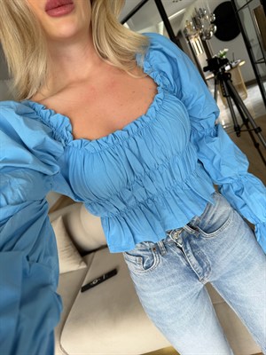 Mavi Balon Kollu Bluz-1348