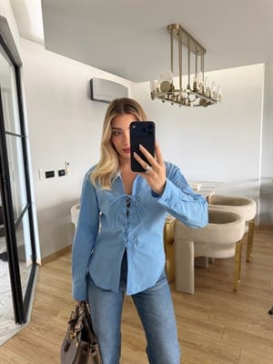 Mavi Düğüm Detaylı Gömlek-0942