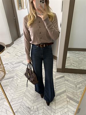 Mavi Kemerli Denim Palazzo Jean-1021