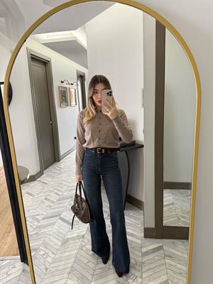 Mavi Kemerli Denim Palazzo Jean-1021