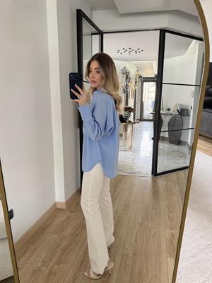 Mavi Orjinal Marka Cebi Nakışlı Gömlek