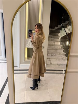 Mila Camel Şeritli Etekli Takım - 7688