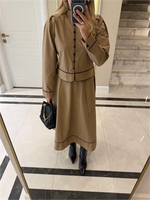 Mila Camel Şeritli Etekli Takım - 7688