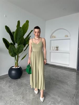 Mint Yeşil Modal Kumaş İp Askılı Tulum