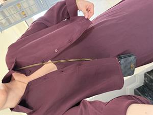 Mürdüm Gömlekli İp Askılı Elbise