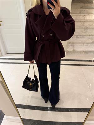 Mürdüm Oversize Trençkot-9592