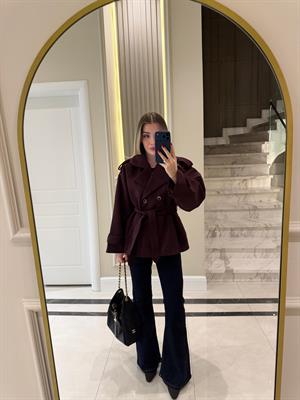 Mürdüm Oversize Trençkot-9592