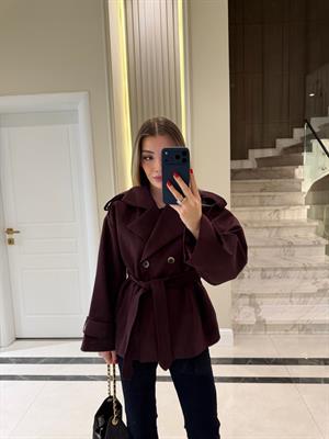 Mürdüm Oversize Trençkot-9592