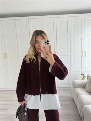 Mürdüm Poplin Gömlek Detaylı Triko Takım
