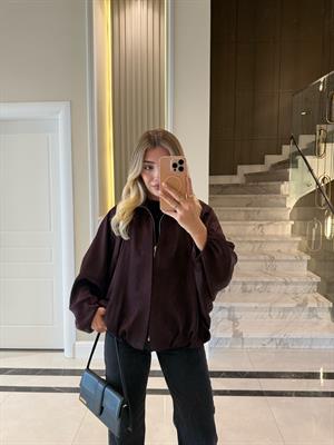 Mürdüm Saten Bomber Ceket-9584