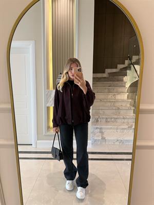 Mürdüm Saten Bomber Ceket-9584