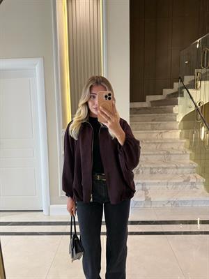 Mürdüm Saten Bomber Ceket-9584