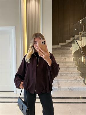 Mürdüm Saten Bomber Ceket-9584