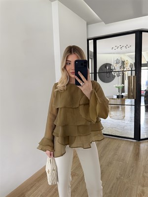 Olive Fırfırlı Bluz-5049