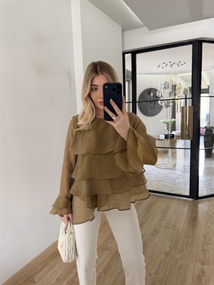 Olive Fırfırlı Bluz-5049