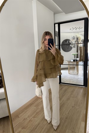 Olive Fırfırlı Bluz-5049