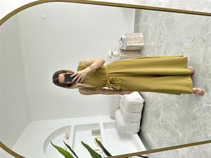 Olive Geniş Paça Kuşaklı Tulum