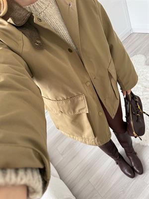 Olive Kadife Yakalı Marka Model Ceket 