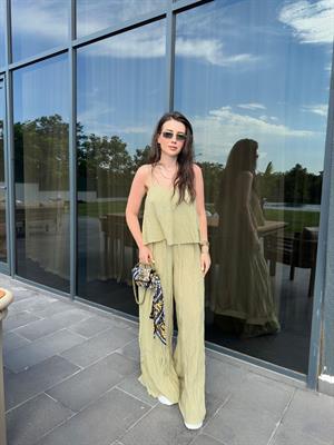 Olive Marka Model Kırışık İkili Takım 