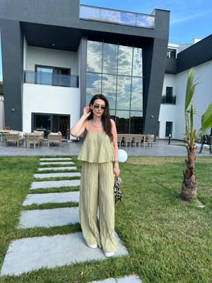 Olive Marka Model Kırışık İkili Takım 