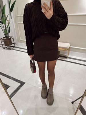 Orj Marka Kahve Rengi Ms Mini Etek