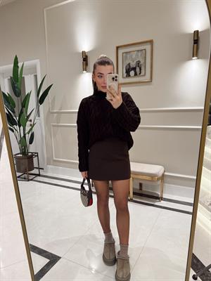 Orj Marka Kahve Rengi Ms Mini Etek