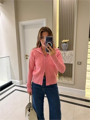 Pembe Balıkçı Yaka Hırka - 1052