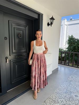 Pembe Batik Desen Saten Etek 