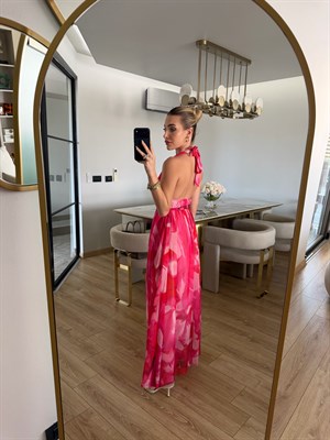 Pembe Desenli Comilla Elbise