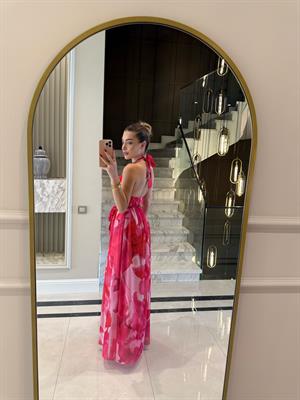 Pembe Desenli Comilla Elbise