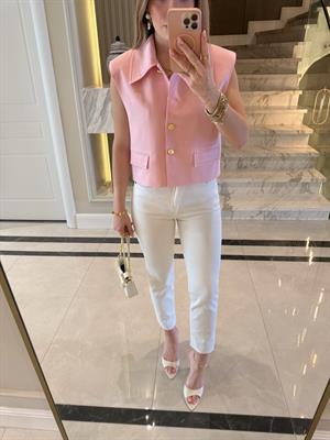 Pembe Dikiş Detaylı Yelek-29183