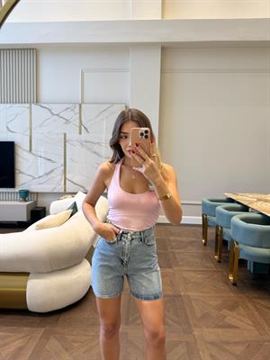 Pembe Halter Yaka Top -31753