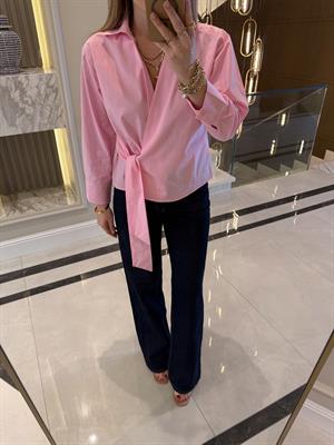 Pembe Massi Bağlamalı Poplin Gömlek