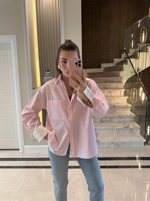 Pembe Poplin Görice Gömlek-103140