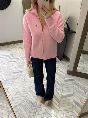 Pembe Triko Fermuarlı Hırka-1108