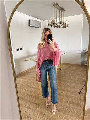 Pembe Yarasa Kol Triko-1048
