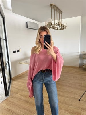 Pembe Yarasa Kol Triko-1048