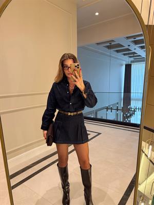 Rins Yıkama Şort-Gömlek Denim Takım