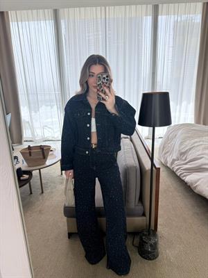 Romis Denim Full Taşlı İkili Takım- Lacivert 
