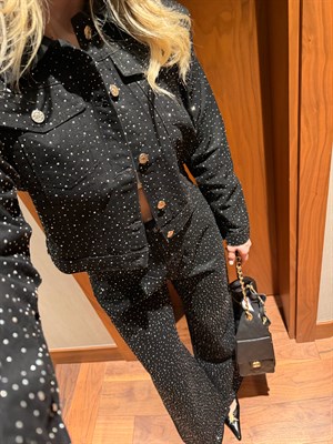 Romis Denim Full Taşlı İkili Takım-Siyah