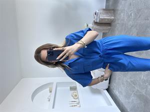Saks Önü Bağlamalı Kısa Gömlek Pantolon İkili Takım