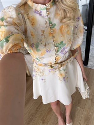 Sarı Çiçekli Marka Model Lesslie Elbise 