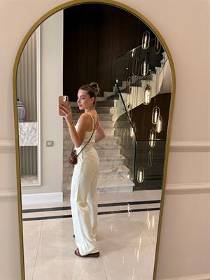 Sarı İnce Askılı Lyocell Tulum- 72024