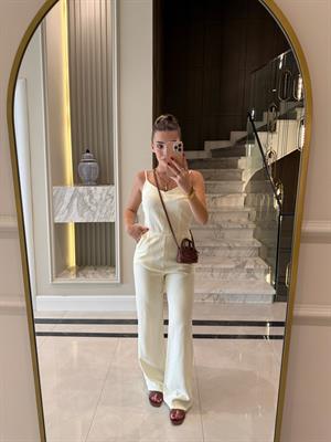 Sarı İnce Askılı Lyocell Tulum- 72024