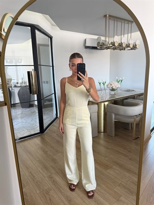 Sarı İnce Askılı Lyocell Tulum- 72024