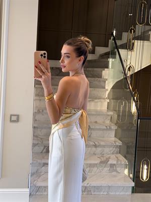 Sarı Saten Sırtı Bağlamalı Bluz 